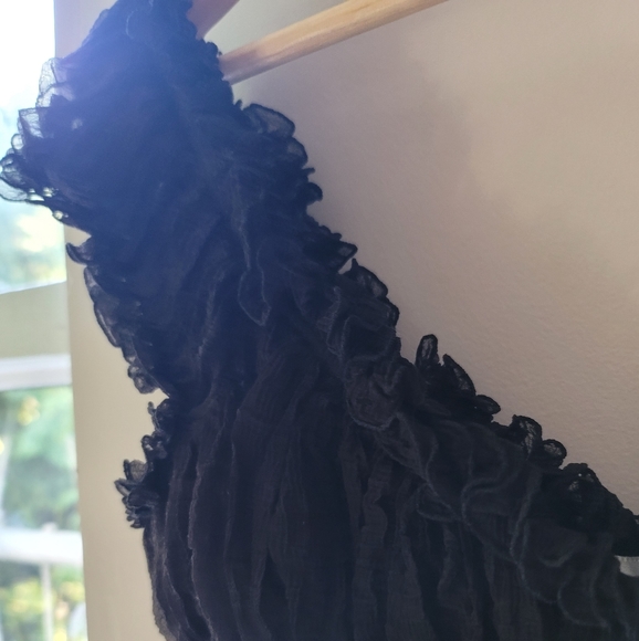 David Fielden Silk Cropped Top, Black, M - Picture 2 of 3